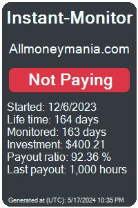 allmoneymania.com Monitored by Instant-Monitor.com