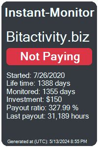 bitactivity.biz Monitored by Instant-Monitor.com