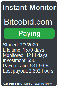 bitcobid.com Monitored by Instant-Monitor.com