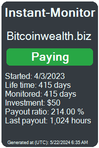 bitcoinwealth.biz Monitored by Instant-Monitor.com