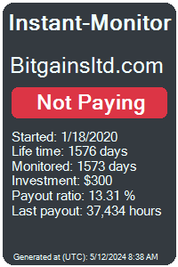 bitgainsltd.com Monitored by Instant-Monitor.com