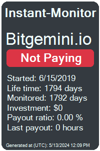 bitgemini.io Monitored by Instant-Monitor.com