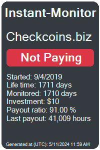 checkcoins.biz Monitored by Instant-Monitor.com