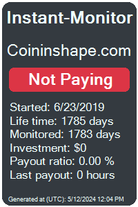 coininshape.com Monitored by Instant-Monitor.com