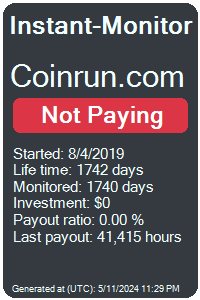 coinrun.com Monitored by Instant-Monitor.com