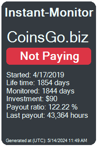 coinsgo.biz Monitored by Instant-Monitor.com