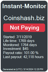 coinshash.biz Monitored by Instant-Monitor.com