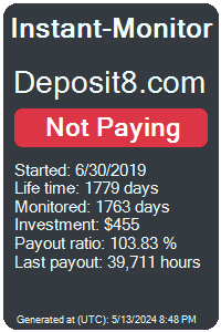 deposit8.com Monitored by Instant-Monitor.com