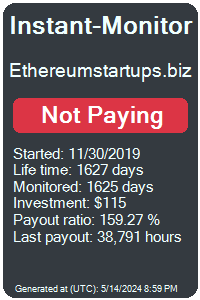 ethereumstartups.biz Monitored by Instant-Monitor.com