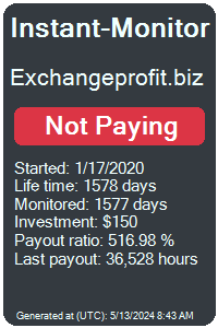 exchangeprofit.biz Monitored by Instant-Monitor.com