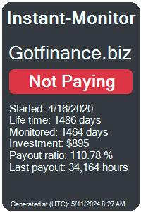 gotfinance.biz Monitored by Instant-Monitor.com
