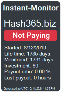 hash365.biz Monitored by Instant-Monitor.com