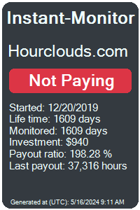 hourclouds.com Monitored by Instant-Monitor.com