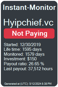 hyipchief.vc Monitored by Instant-Monitor.com