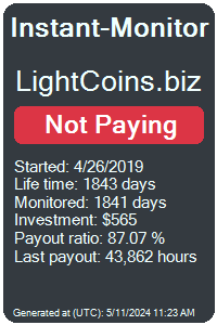 lightcoins.biz Monitored by Instant-Monitor.com