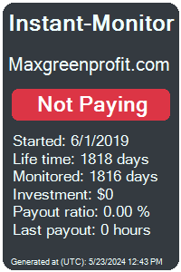 maxgreenprofit.com Monitored by Instant-Monitor.com