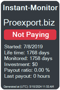 proexport.biz Monitored by Instant-Monitor.com