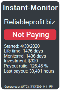 reliableprofit.biz Monitored by Instant-Monitor.com