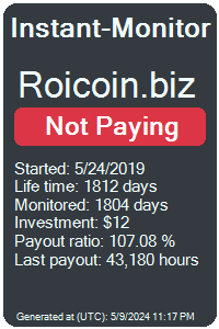 roicoin.biz Monitored by Instant-Monitor.com