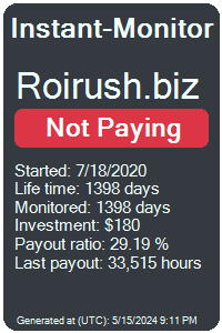 roirush.biz Monitored by Instant-Monitor.com