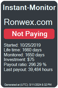 ronwex.com Monitored by Instant-Monitor.com