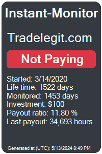 tradelegit.com Monitored by Instant-Monitor.com