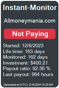 allmoneymania.com Monitored by Instant-Monitor.com