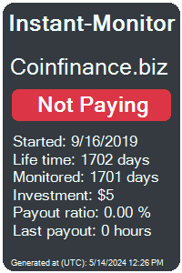 coinfinance.biz Monitored by Instant-Monitor.com