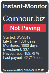 coinhour.biz Monitored by Instant-Monitor.com