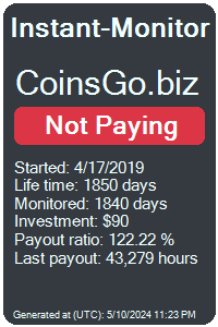 coinsgo.biz Monitored by Instant-Monitor.com