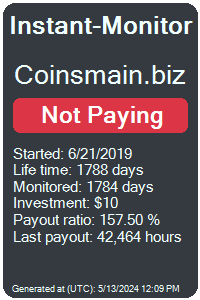 coinsmain.biz Monitored by Instant-Monitor.com