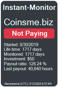 coinsme.biz Monitored by Instant-Monitor.com