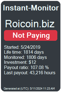 roicoin.biz Monitored by Instant-Monitor.com